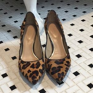 Antonio Melani calf hair leopard pumps